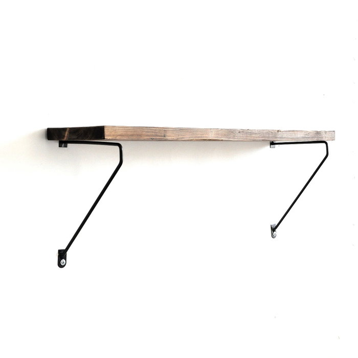 Hanah Home Wr038 Estante de Pared de Madera y Metal Nogal y Negro